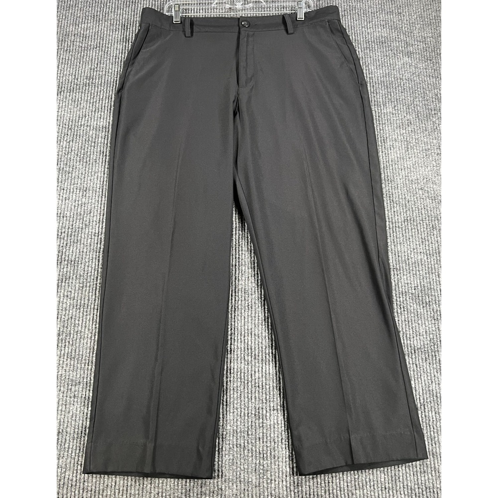 Adidas Climalite Pants Mens 36 Black Flat Front Golf Dress Performance Outdoor